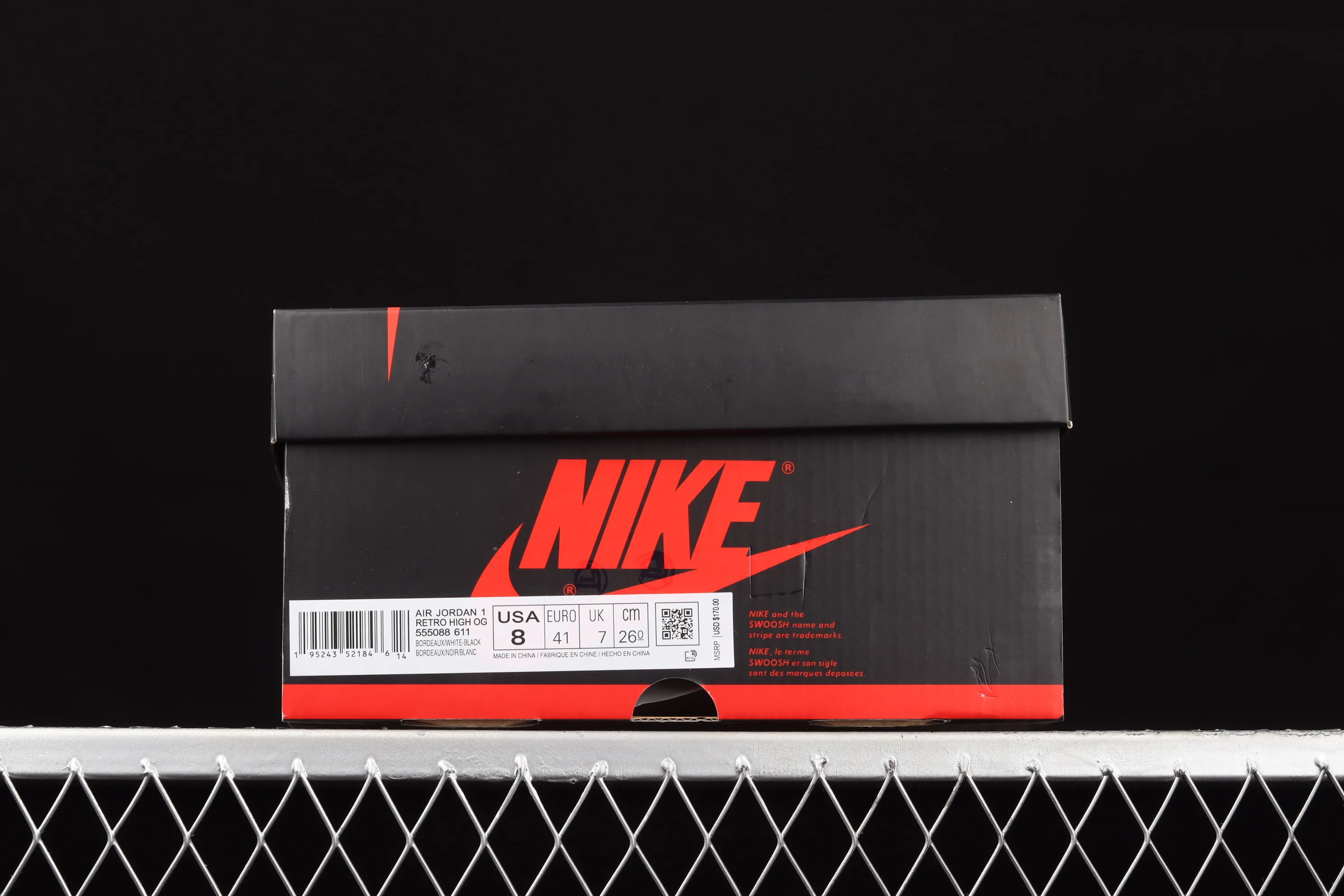 All categories Air Jordan Jordan series basketball shoes Air Jordan 1 High L version Air Jordan 1 Retro High OG "Bordeaux" AJ1 Joe 1 Bordeaux Burgundy high-top basketball shoes 555088-611